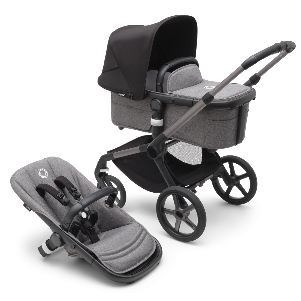 Bugaboo Fox 5 bassinet and seat stroller Graphite Grey Melange Midnight Black 101703